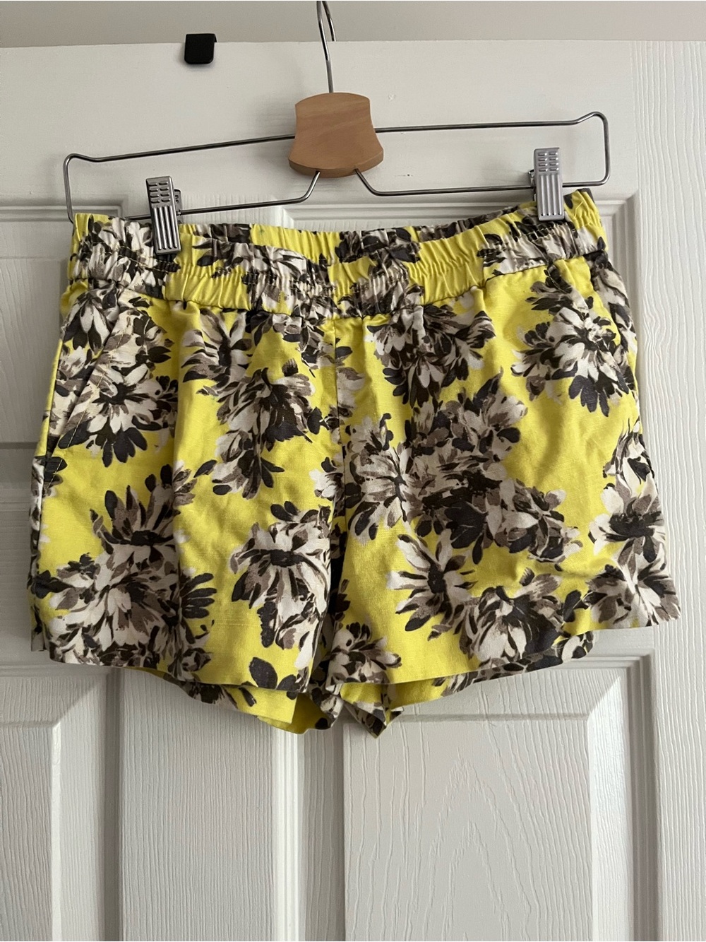 Women's J. Crew Yellow Floral Elastic-Waist Shorts